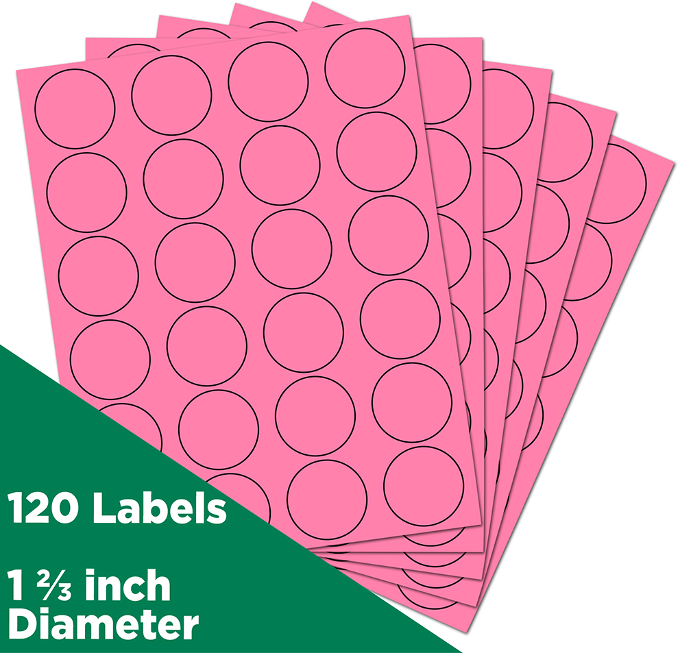 Ultra Pink Medium 1 2/3 Inch Round Labels