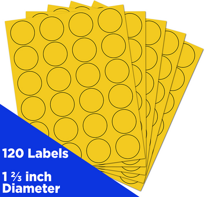 Yellow Medium 1 2/3 Inch Round Labels