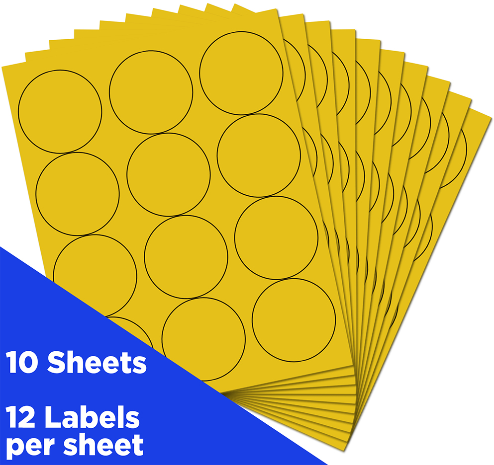 Yellow Large 2 1/2 Inch Round Labels