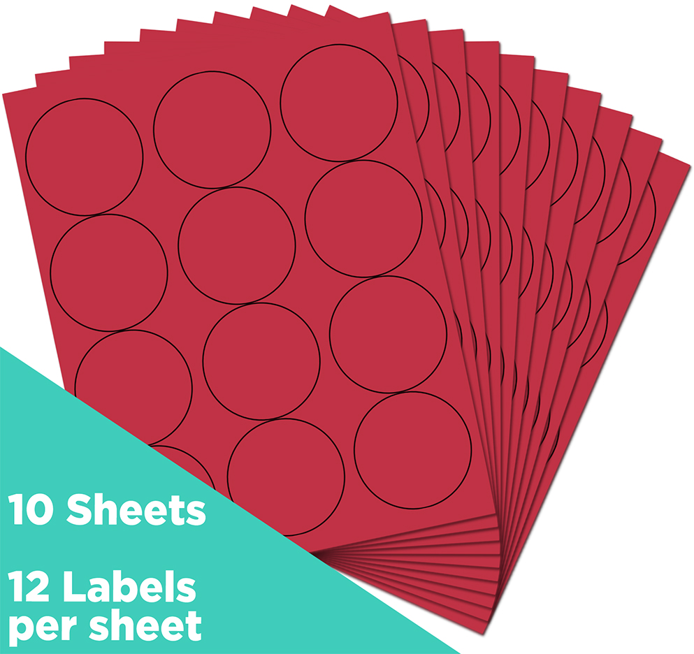 Red Large 2 1/2 Inch Round Labels