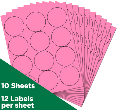 Ultra Pink Large 2 1/2 Inch Round Labels
