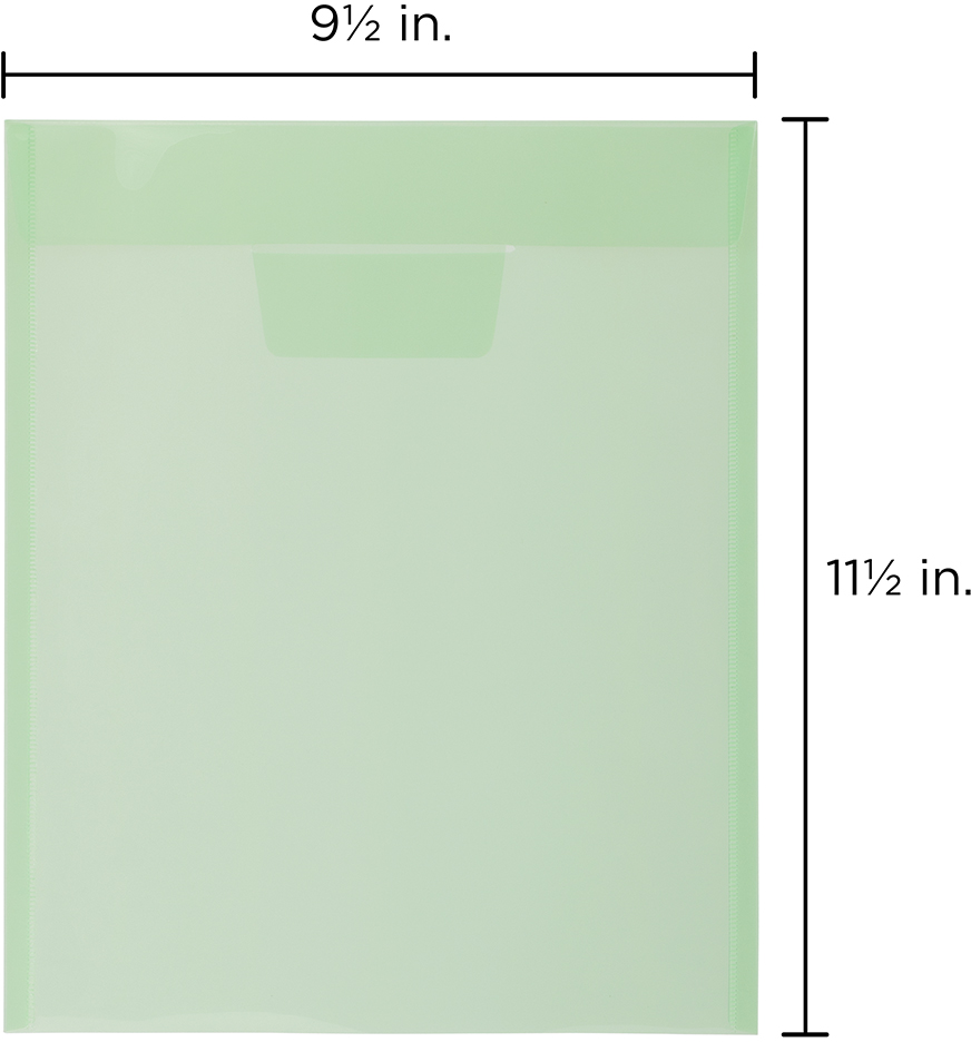 Assorted Letter Open End Plastic Envelopes (9 1/2 x 11 1/2) with Tuck Flap - 6 Pack