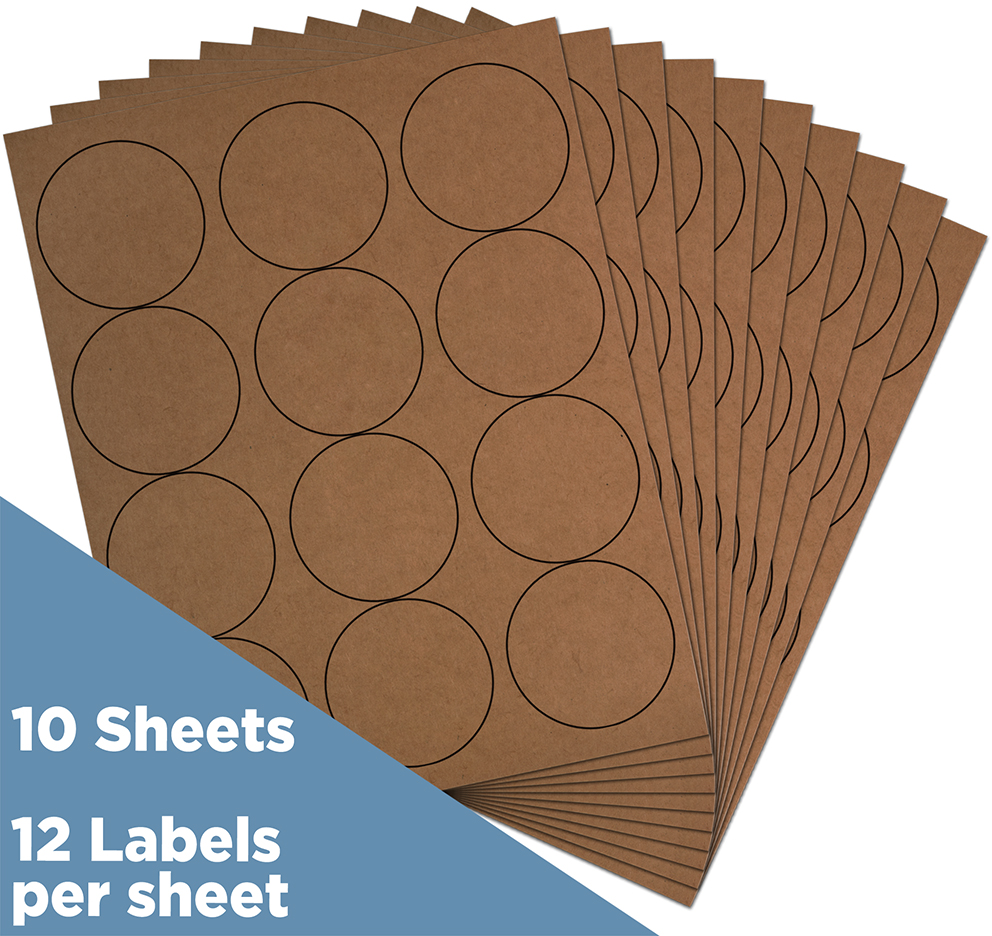 Brown Kraft Large 2 1/2 Inch Round Labels