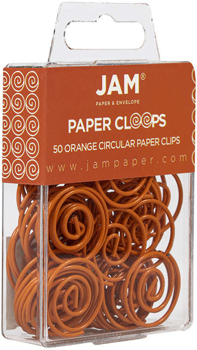Orange Circular "Cloops" Paper Clips - 50 Pack