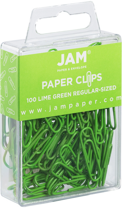 Lime Green Standard Paper Clips - 100 Pack