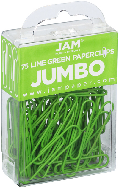 Lime Green Jumbo Paper Clips - 75 Pack