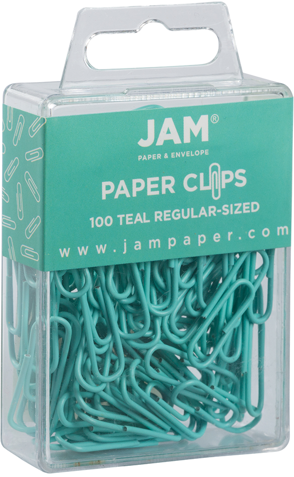 Teal Standard Paper Clips - 100 Pack