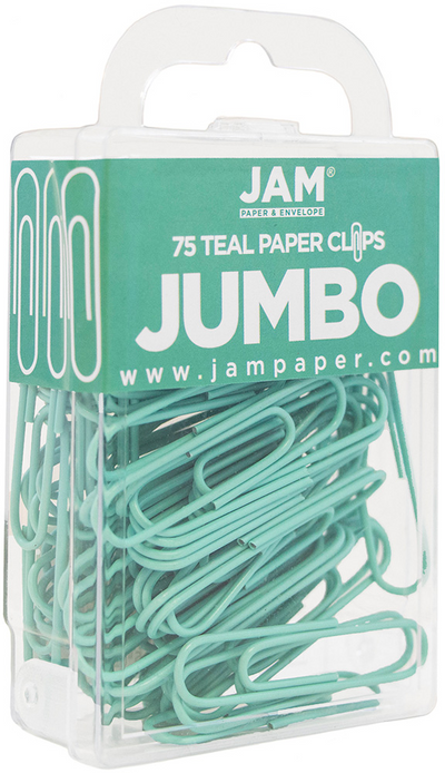 Teal Jumbo Paper Clips - 75 Pack