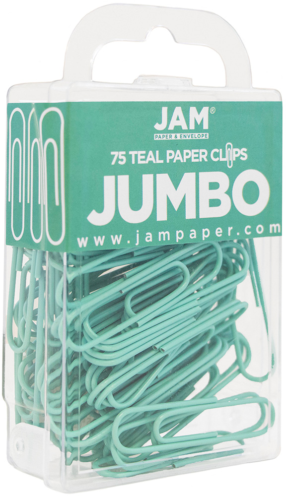 Teal Jumbo Paper Clips - 75 Pack