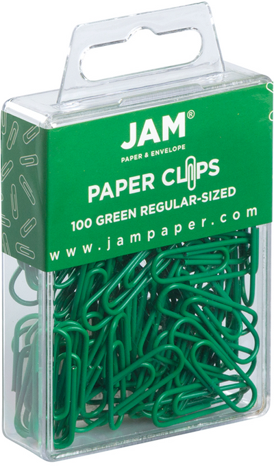 Green Standard Paper Clips - 100 Pack