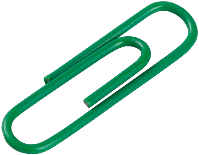 Green Standard Paper Clips - 100 Pack