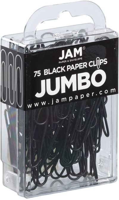 Black Jumbo Paper Clips - 75 Pack