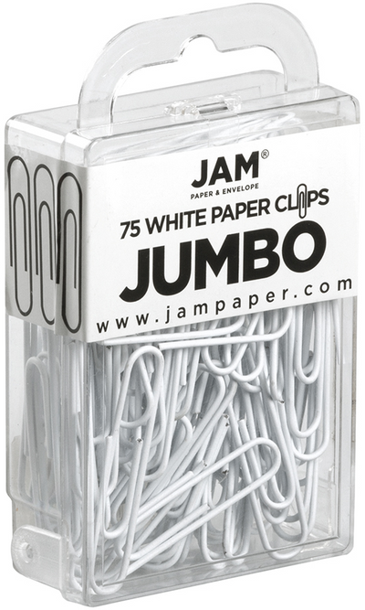 White Jumbo Paper Clips - 75 Pack