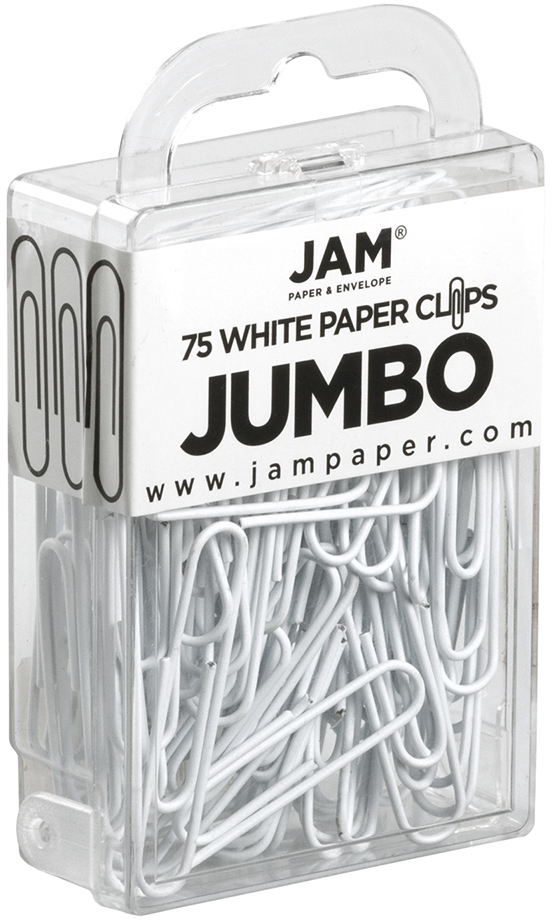 White Jumbo Paper Clips - 75 Pack