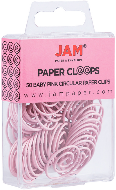 Baby Pink Circular "Cloops" Paper Clips - 50 Pack