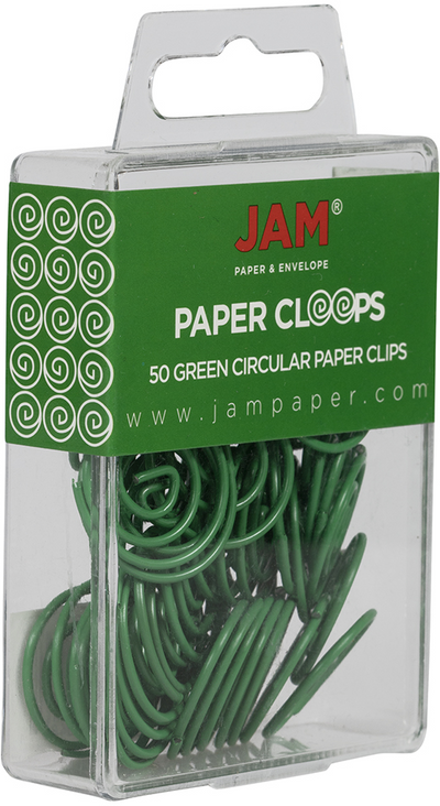 Green Circular "Cloops" Paper Clips - 50 Pack
