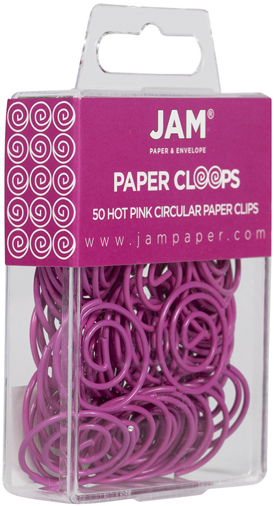 Hot Pink Circular "Cloops" Paper Clips - 50 Pack
