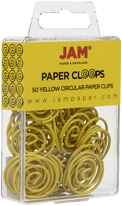 Yellow Circular "Cloops" Paper Clips - 50 Pack