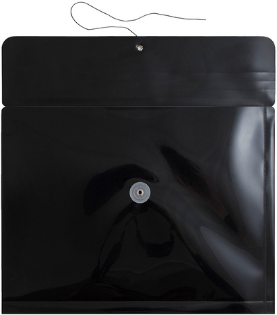 Black Letter Booklet Plastic Envelopes (9 3/4 x 13) with Button & String