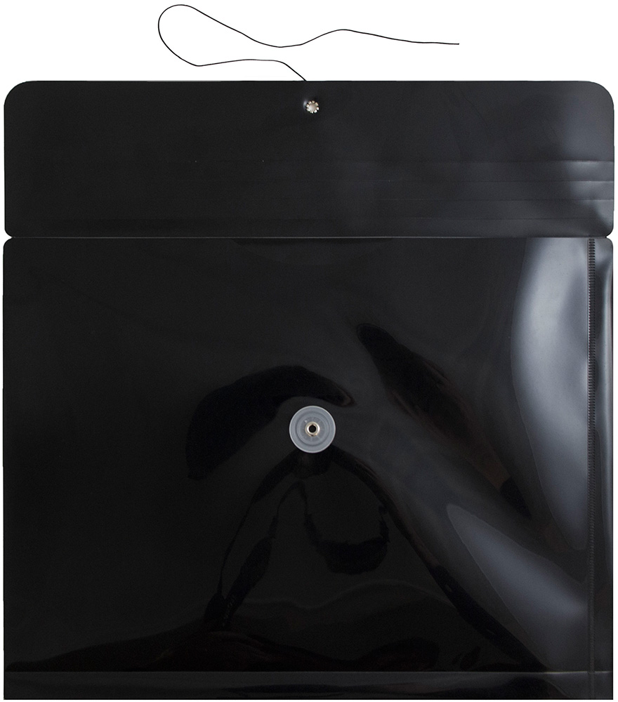 Black Letter Booklet Plastic Envelopes (9 3/4 x 13) with Button & String
