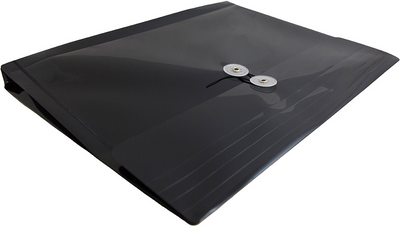 Black Letter Booklet Plastic Envelopes (9 3/4 x 13) with Button & String