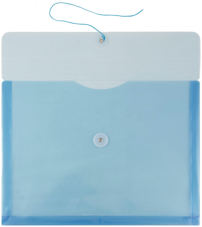 Blue Letter Booklet Plastic Envelopes (9 3/4 x 13) with Button & String
