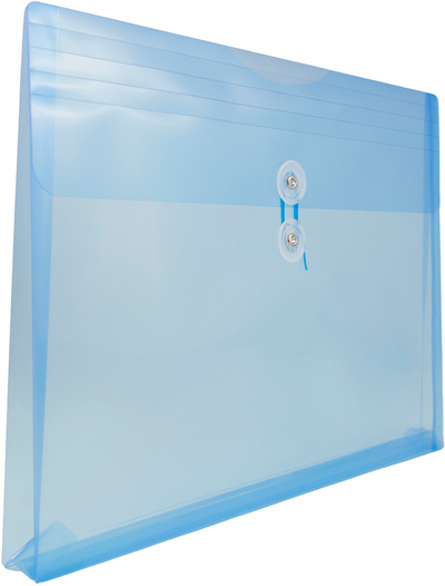 Blue Letter Booklet Plastic Envelopes (9 3/4 x 13) with Button & String