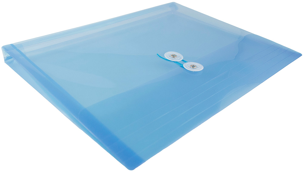 Blue Letter Booklet Plastic Envelopes (9 3/4 x 13) with Button & String