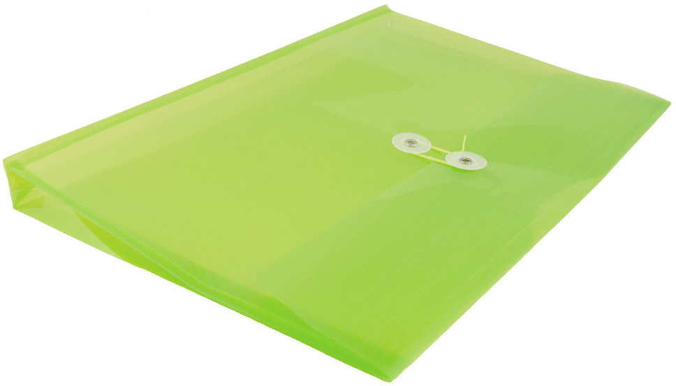 Lime Green Letter Booklet Plastic Envelopes (9 3/4 x 13) with Button & String