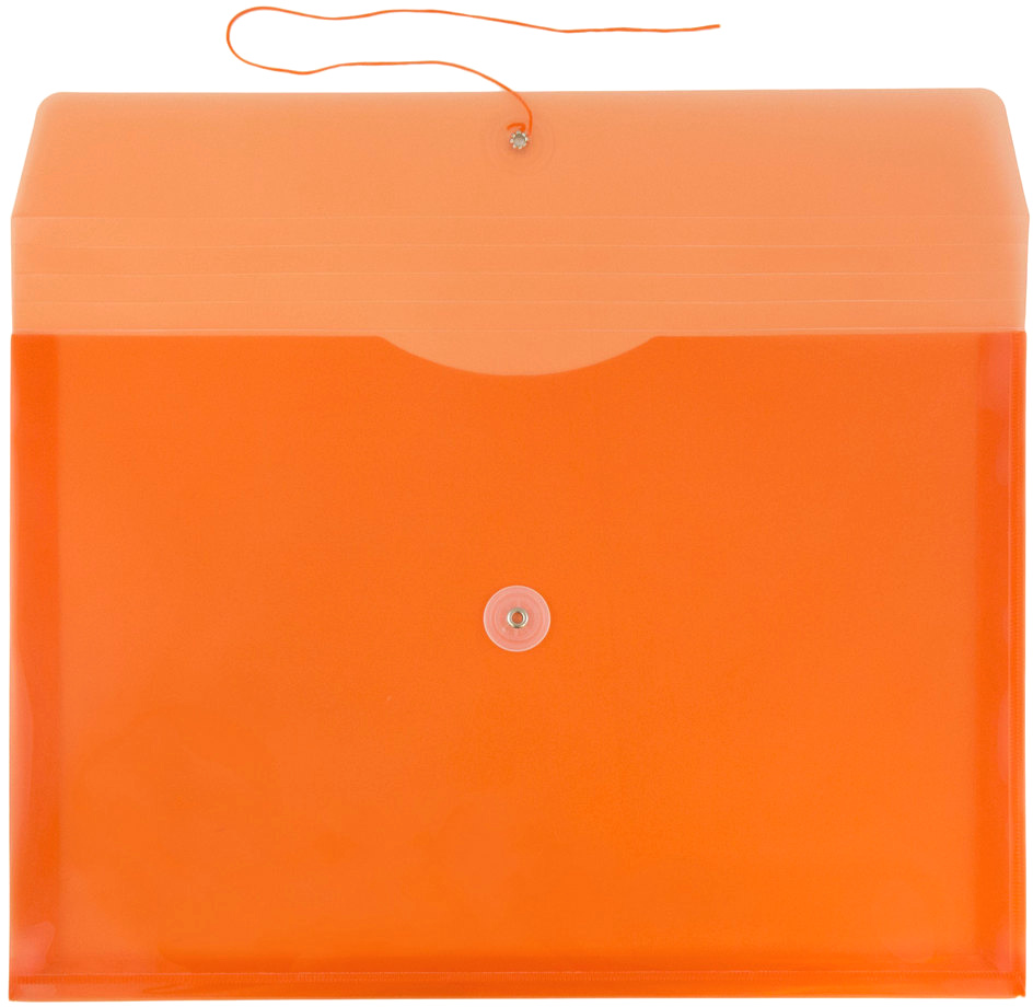 Bright Orange Letter Booklet Plastic Envelopes (9 3/4 x 13) with Button & String