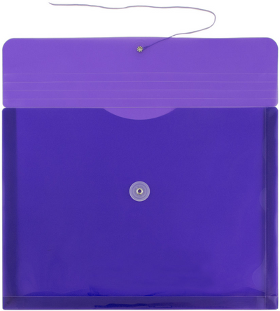Purple Letter Booklet Plastic Envelopes (9 3/4 x 13) with Button & String