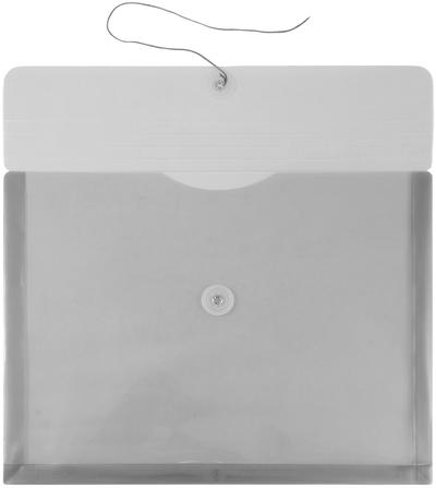 Smoke Gray Letter Booklet Plastic Envelopes (9 3/4 x 13) with Button & String
