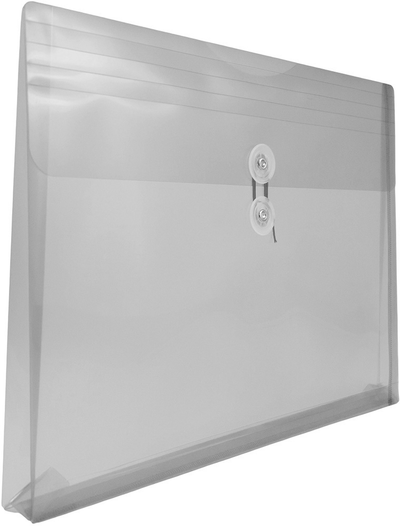 Smoke Gray Letter Booklet Plastic Envelopes (9 3/4 x 13) with Button & String