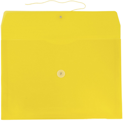 Yellow Letter Booklet Plastic Envelopes (9 3/4 x 13) with Button & String