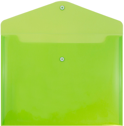 Lime Green Letter Booklet Plastic Envelopes (9 3/4 x 13) with Snap Closure