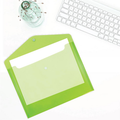 Lime Green Letter Booklet Plastic Envelopes (9 3/4 x 13) with Snap Closure
