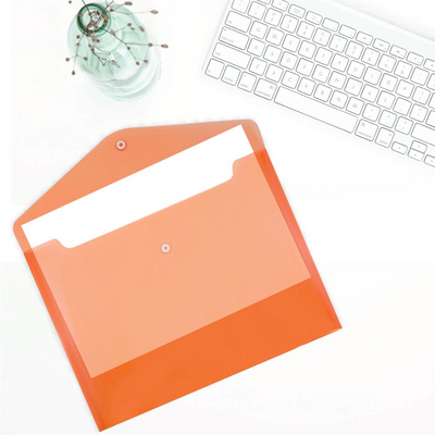 Orange Letter Booklet Plastic Envelopes (9 3/4 x 13) with Snap Closure