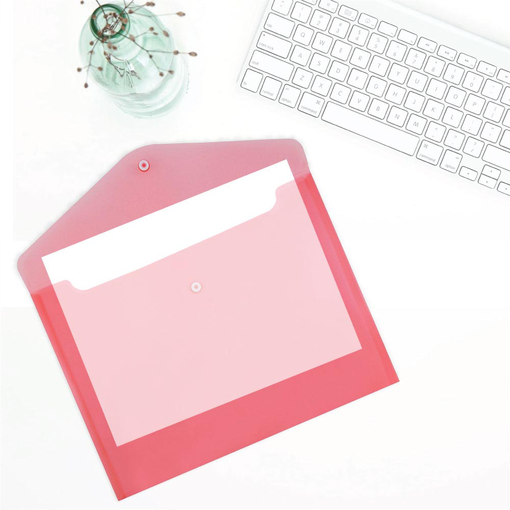 Red Letter Booklet Plastic Envelopes (9 3/4 x 13) with Snap Closure