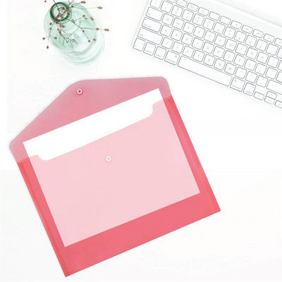 Red Letter Booklet Plastic Envelopes (9 3/4 x 13) with Snap Closure