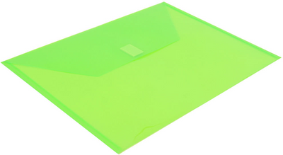 Lime Green Letter Booklet Plastic Envelopes (9 3/4 x 13) with Hook and Loop Closure