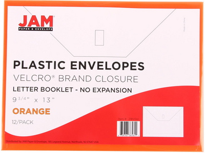 Orange Letter Booklet Plastic Envelopes (9 3/4 x 13) with Hook and Loop Closure