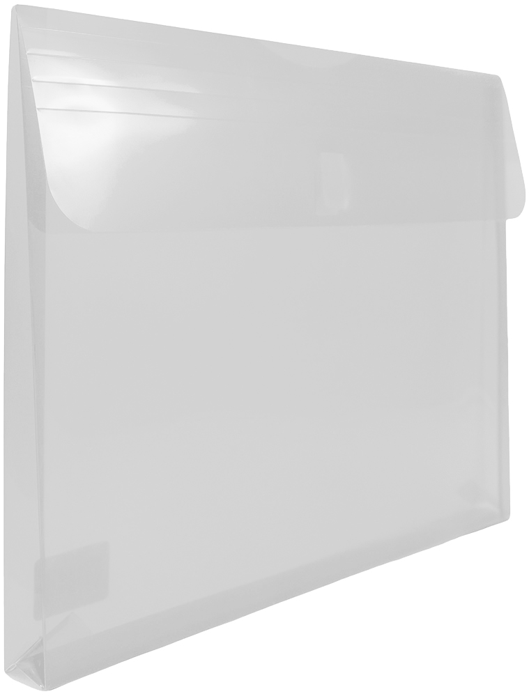 Clear Letter Booklet with 1" Expansion Plastic Envelopes (9 3/4 x 13) with Hook and Loop Closure