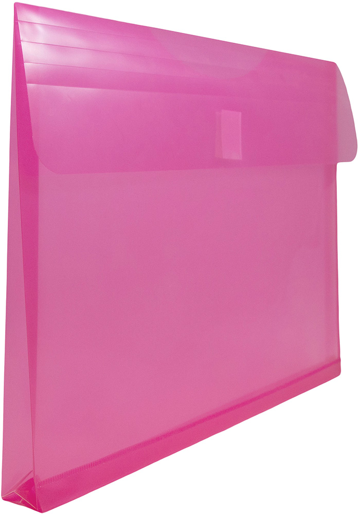 Fuchsia Pink Letter Booklet with 1" Expansion Plastic Envelopes (9 3/4 x 13) with Hook and Loop Closure
