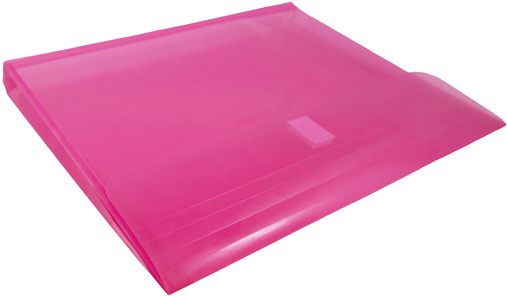 Fuchsia Pink Letter Booklet with 1" Expansion Plastic Envelopes (9 3/4 x 13) with Hook and Loop Closure