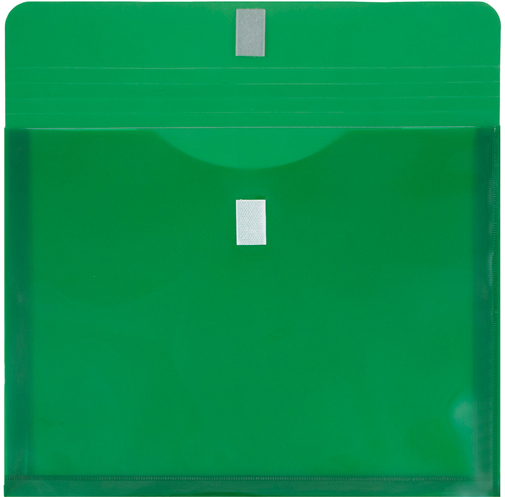 Green Letter Booklet with 1" Expansion Plastic Envelopes (9 3/4 x 13) with Hook and Loop Closure