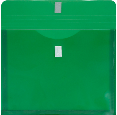 Green Letter Booklet with 1" Expansion Plastic Envelopes (9 3/4 x 13) with Hook and Loop Closure