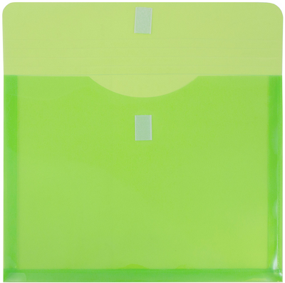 Lime Green Letter Booklet with 1" Expansion Plastic Envelopes (9 3/4 x 13) with Hook and Loop Closure