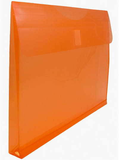 Orange Letter Booklet with 1" Expansion Plastic Envelopes (9 3/4 x 13) with Hook and Loop Closure