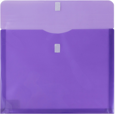 Purple Letter Booklet with 1" Expansion Plastic Envelopes (9 3/4 x 13) with Hook and Loop Closure