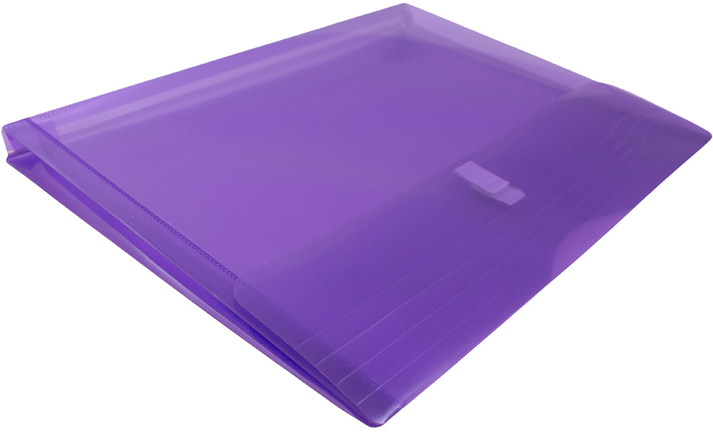 Purple Letter Booklet with 1" Expansion Plastic Envelopes (9 3/4 x 13) with Hook and Loop Closure